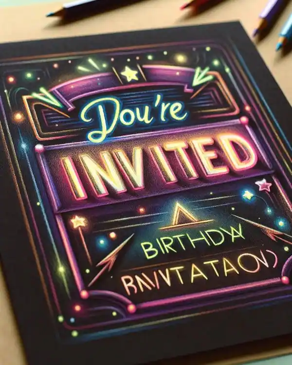 Shine Brighter This Year With Chic Neon Lights Birthday Invitations